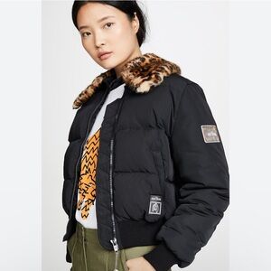Marc Jacob navy leopard collar puffer jacket